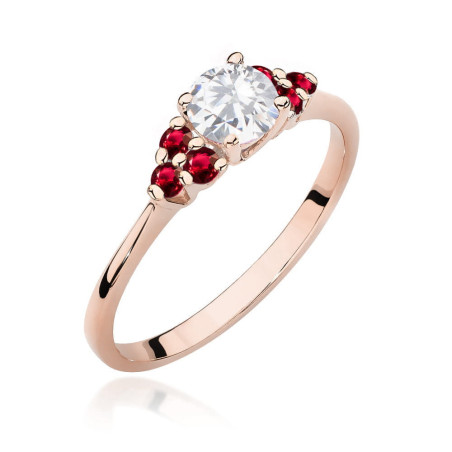 Pierścionek W451 3 Biały Szafir 0,60ct różowe złoto