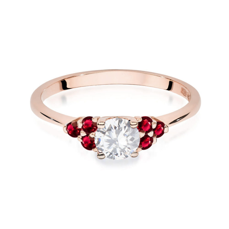 Pierścionek W451 3 Biały Szafir 0,60ct różowe złoto