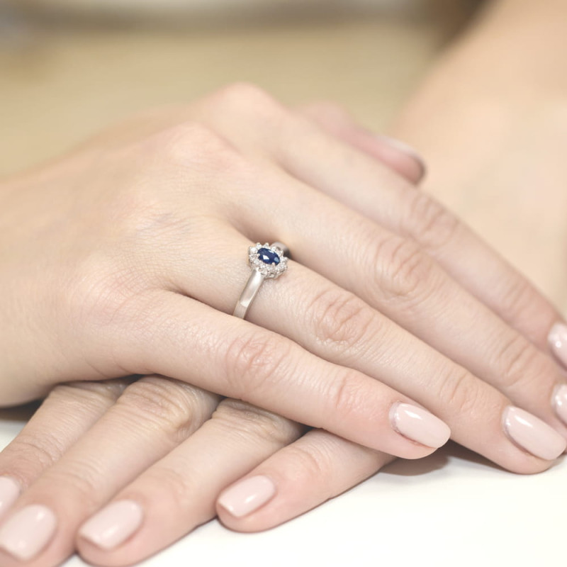 Pierścionek W026 Szafir 0,30ct białe złoto