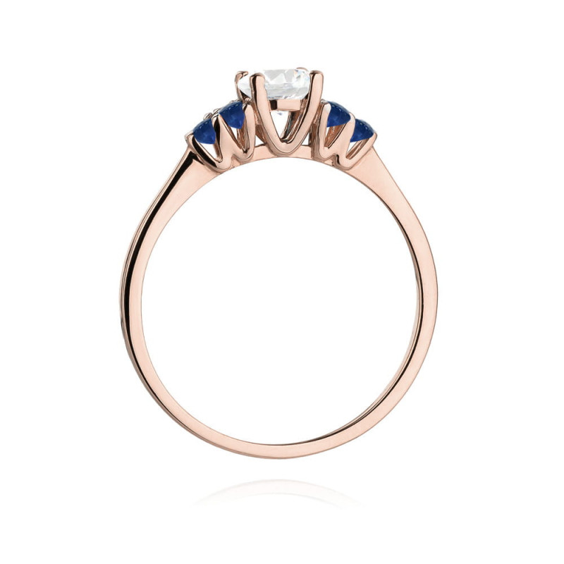 Pierścionek W451 4 Biały Szafir 0,60ct różowe złoto