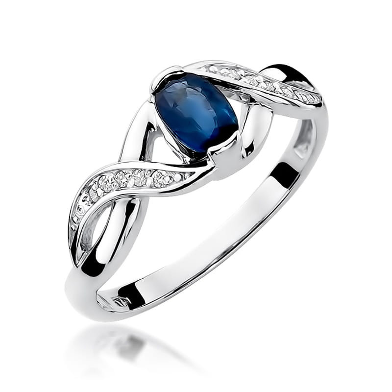 Pierścionek W028 Szafir 0,70ct białe złoto