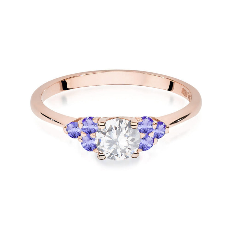 Pierścionek W451 5 Biały Szafir 0,60ct różowe złoto