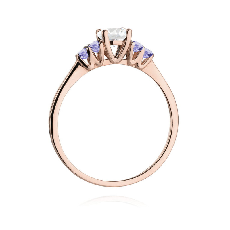 Pierścionek W451 5 Biały Szafir 0,60ct różowe złoto