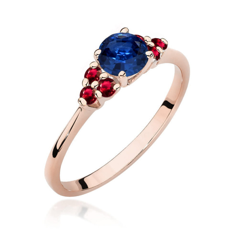 Pierścionek W451 3 Szafir 0,50ct różowe złoto