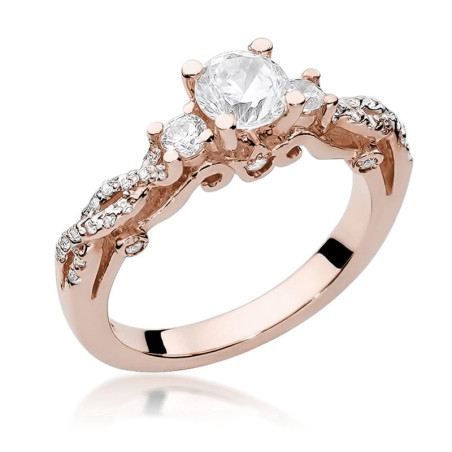 Pierścionek W023 Biały szafir 0,60ct różowe złoto