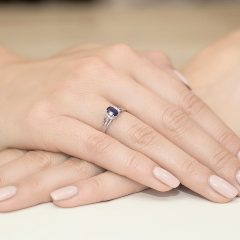 Pierścionek W005 Szafir 0,70ct białe złoto
