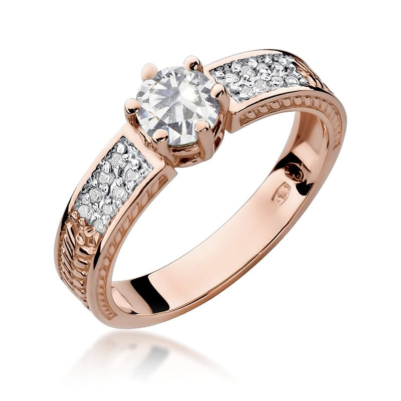 Pierścionek W075 Biały Szafir 0,60ct różowe złoto