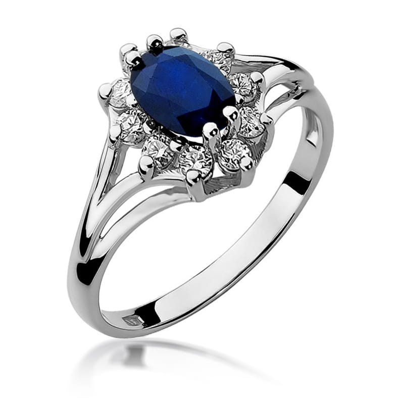 Pierścionek W037 Szafir 0,90ct białe złoto