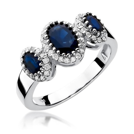 Pierścionek W309 Szafir 0,90ct białe złoto