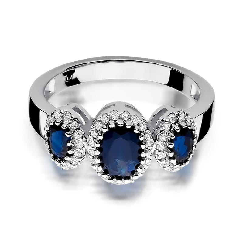 Pierścionek W309 Szafir 0,90ct białe złoto