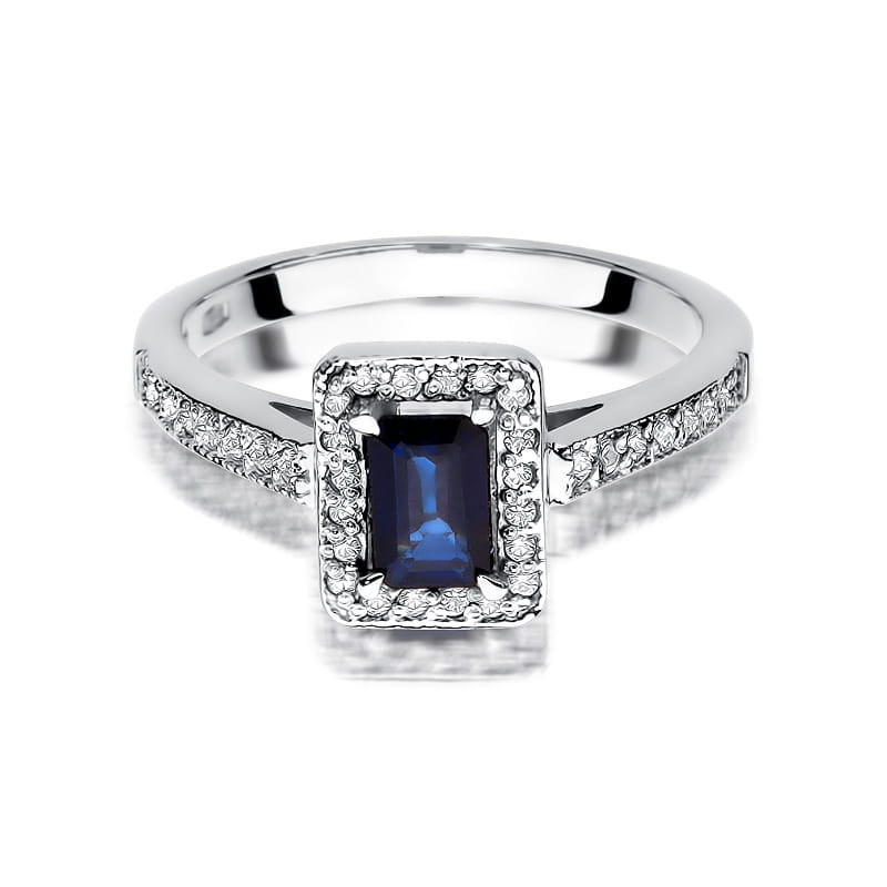 Pierścionek W422 Szafir 0,60ct białe złoto