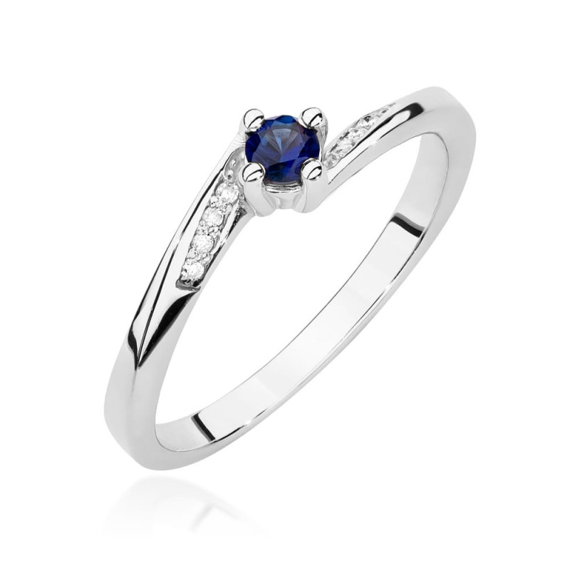 Pierścionek W0262 Szafir 0,15ct białe złoto