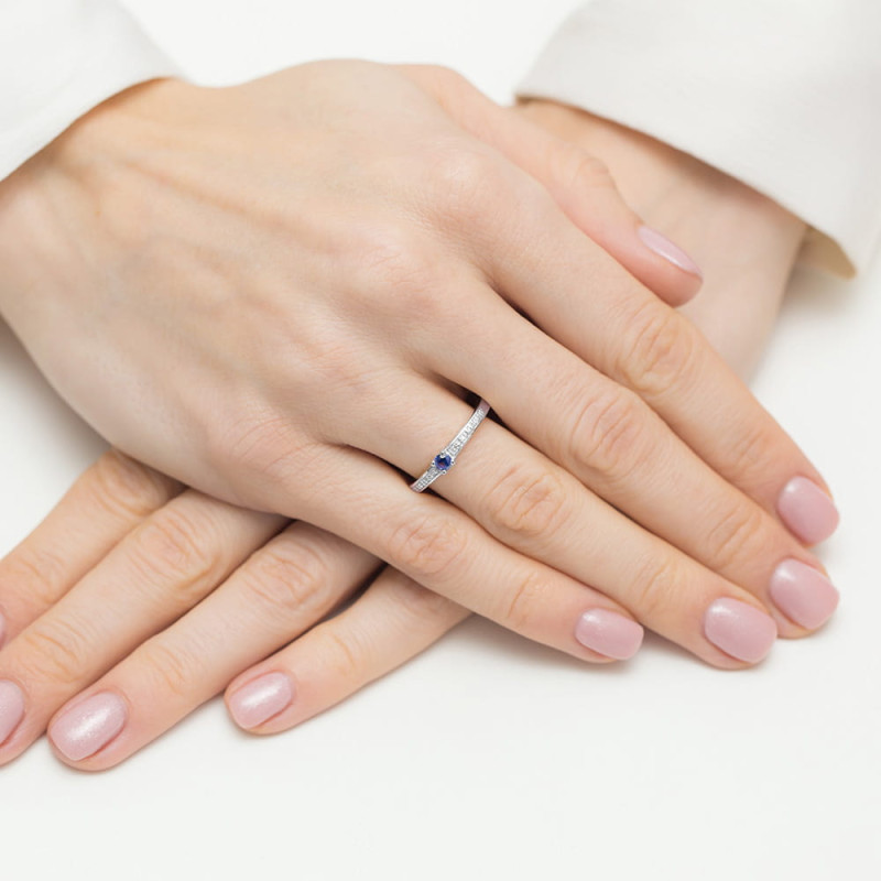 Pierścionek W0288 Szafir 0,15ct białe złoto