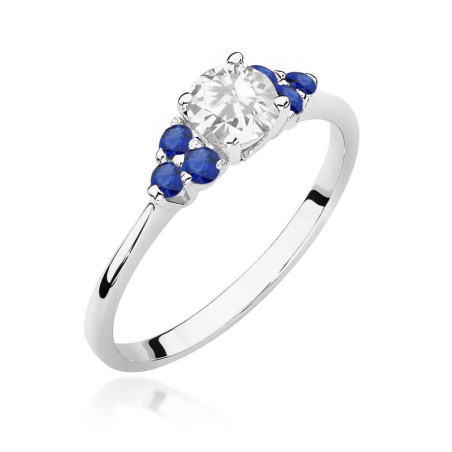 Pierścionek W451 4 Biały Szafir 0,60ct białe złoto