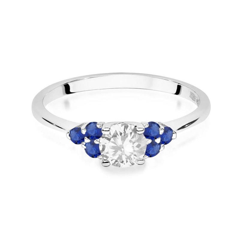 Pierścionek W451 4 Biały Szafir 0,60ct białe złoto