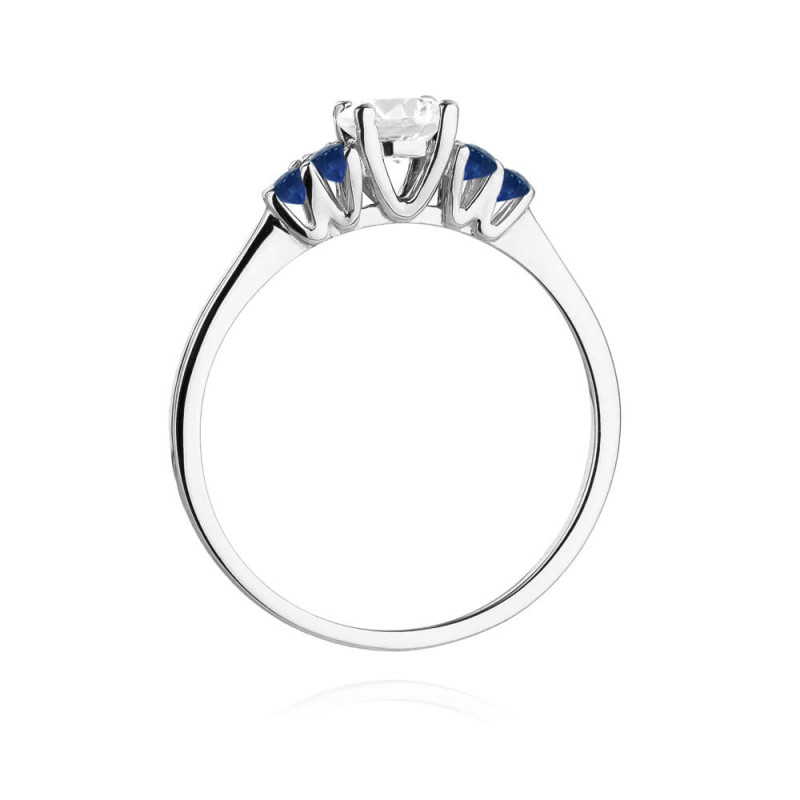 Pierścionek W451 4 Biały Szafir 0,60ct białe złoto