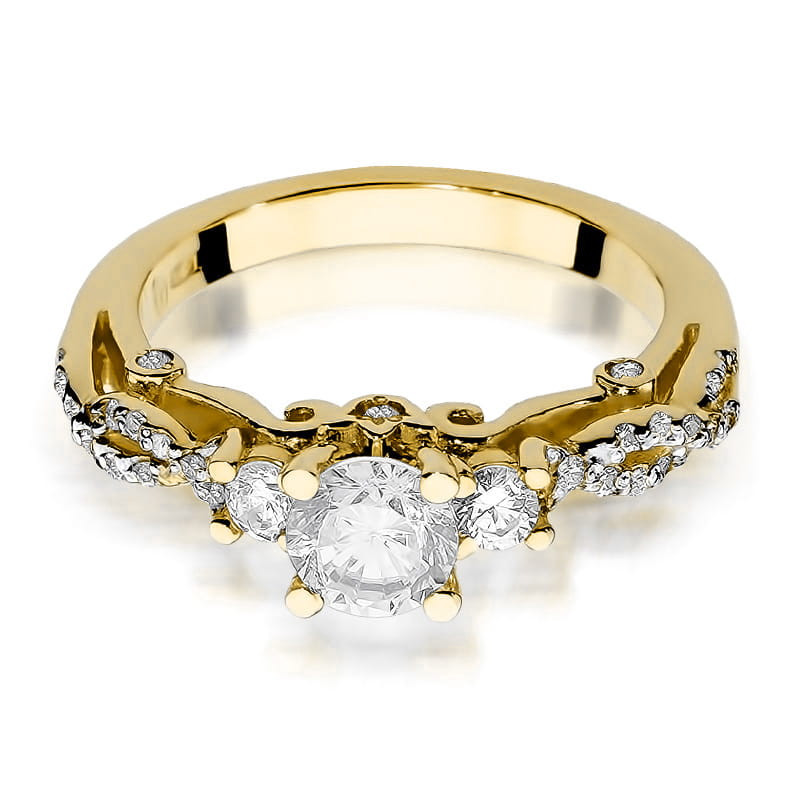 Pierścionek W023 Biały szafir 0,50ct w żółtym złocie - Daimana.
