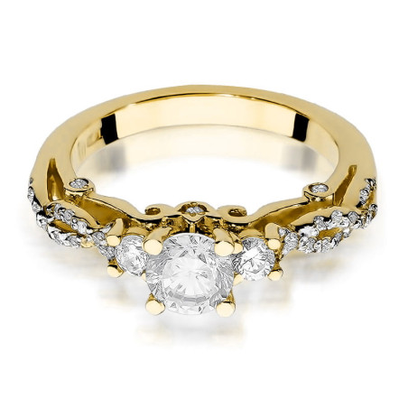 Pierścionek W023 Biały szafir 0,50ct w żółtym złocie - Daimana.