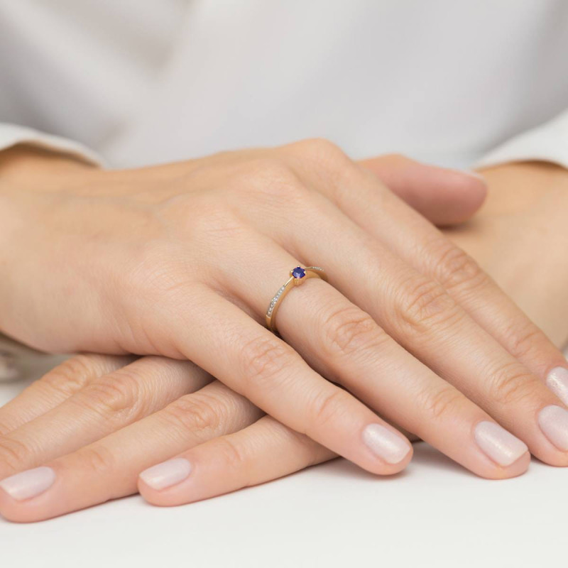 "Pierścionek W0465 Szafir 0,15ct żółte złoto - Daimana.pl - Najw