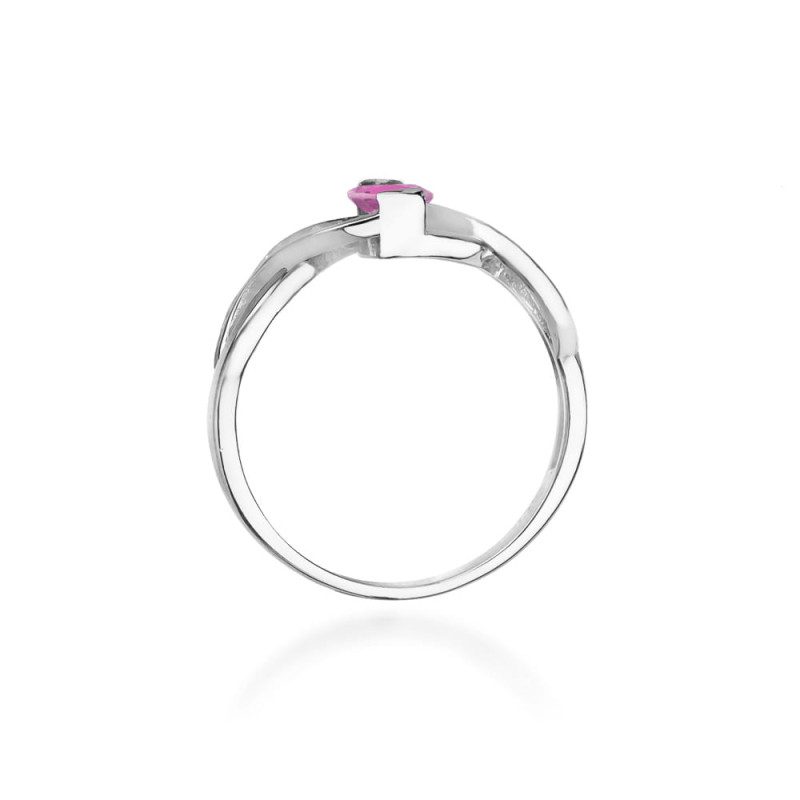 Pierścionek W028 Różowy Szafir 0,45ct białe złoto