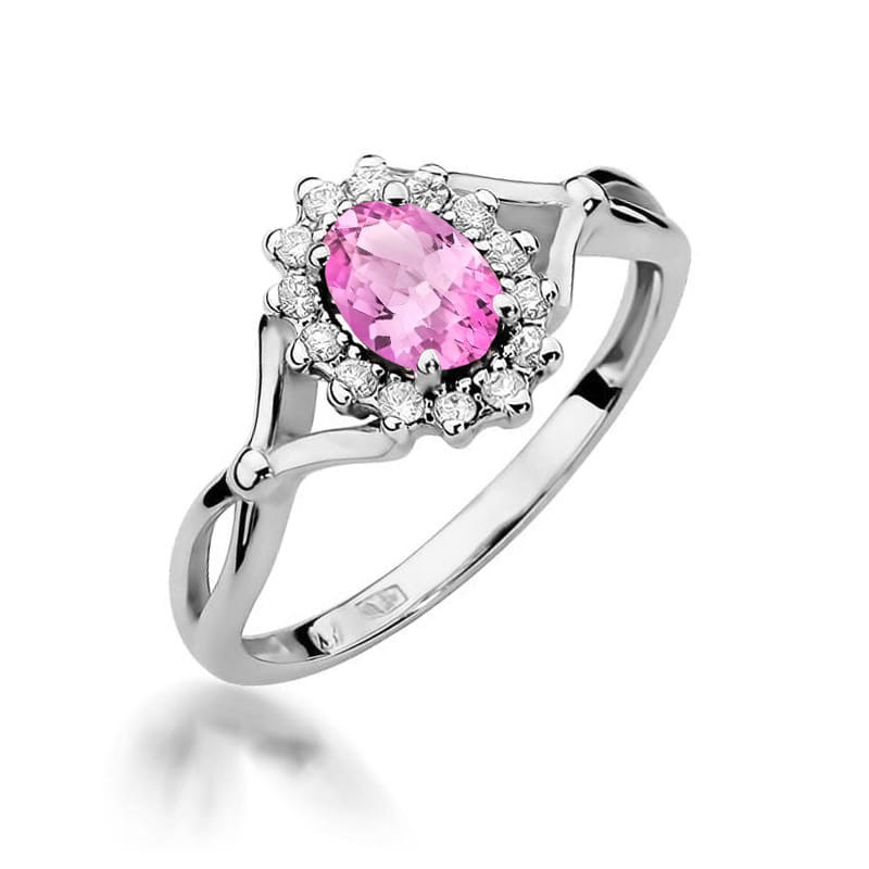 Pierścionek W182 Różowy Szafir 0,45ct białe złoto