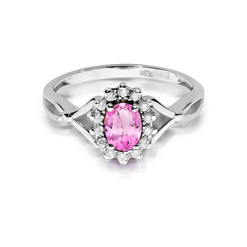 Pierścionek W182 Różowy Szafir 0,45ct białe złoto