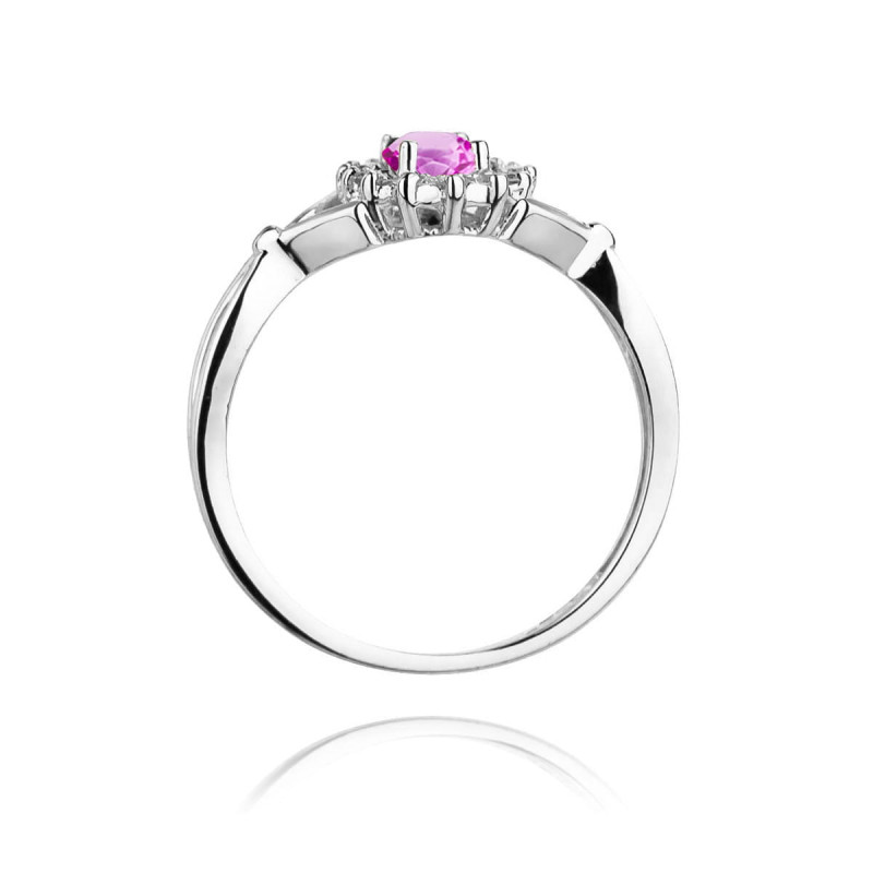 Pierścionek W182 Różowy Szafir 0,45ct białe złoto