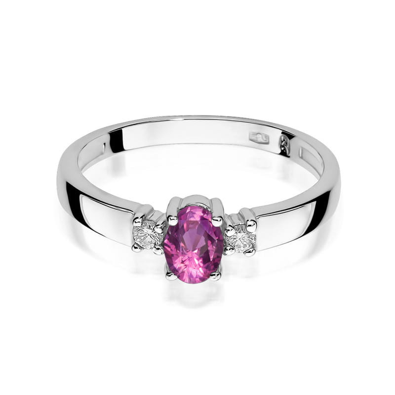 Pierścionek W264 Różowy Szafir 0,45ct białe złoto