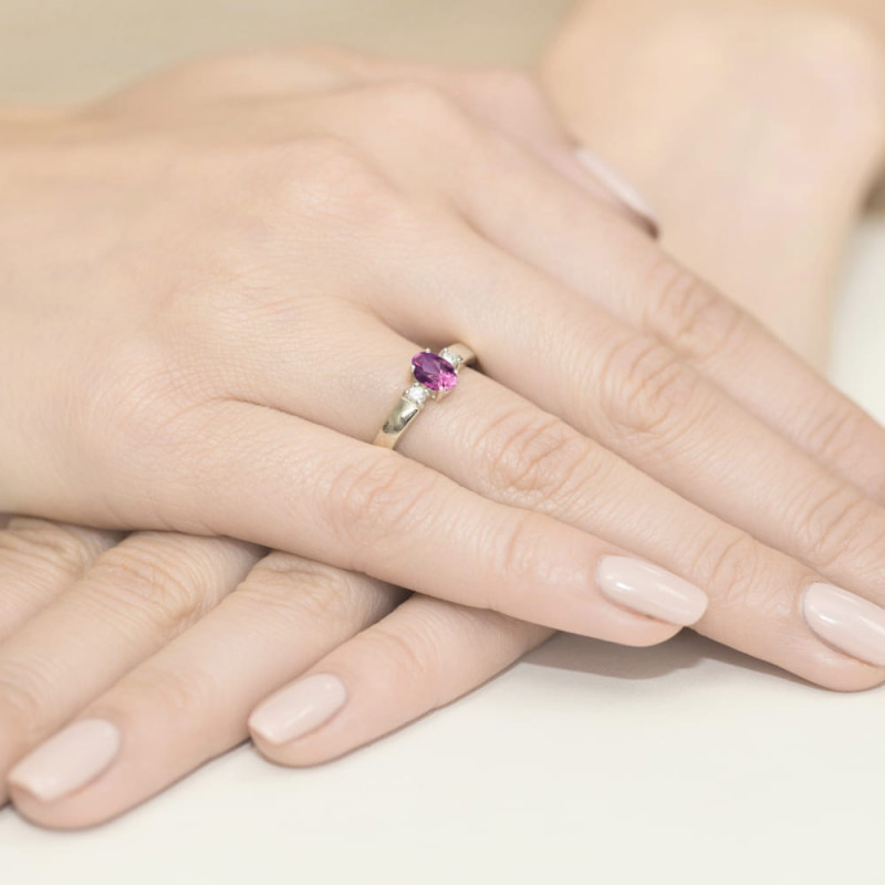 Pierścionek W264 Różowy Szafir 0,45ct białe złoto