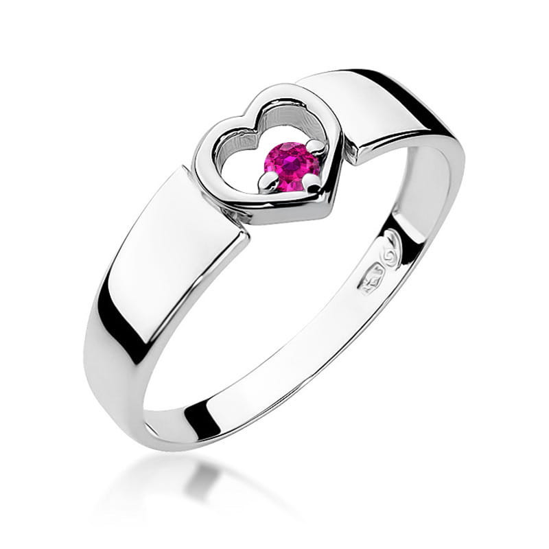 Pierścionek W276 Różowy Szafir 0,04ct białe złoto