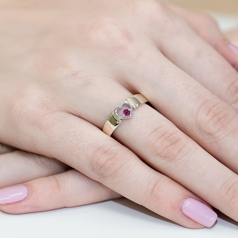 Pierścionek W276 Różowy Szafir 0,04ct białe złoto