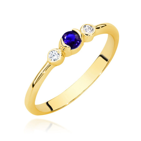 "Pierścionek W0620 z żółtego złota z szafirem 0,15ct - ekskluzyw