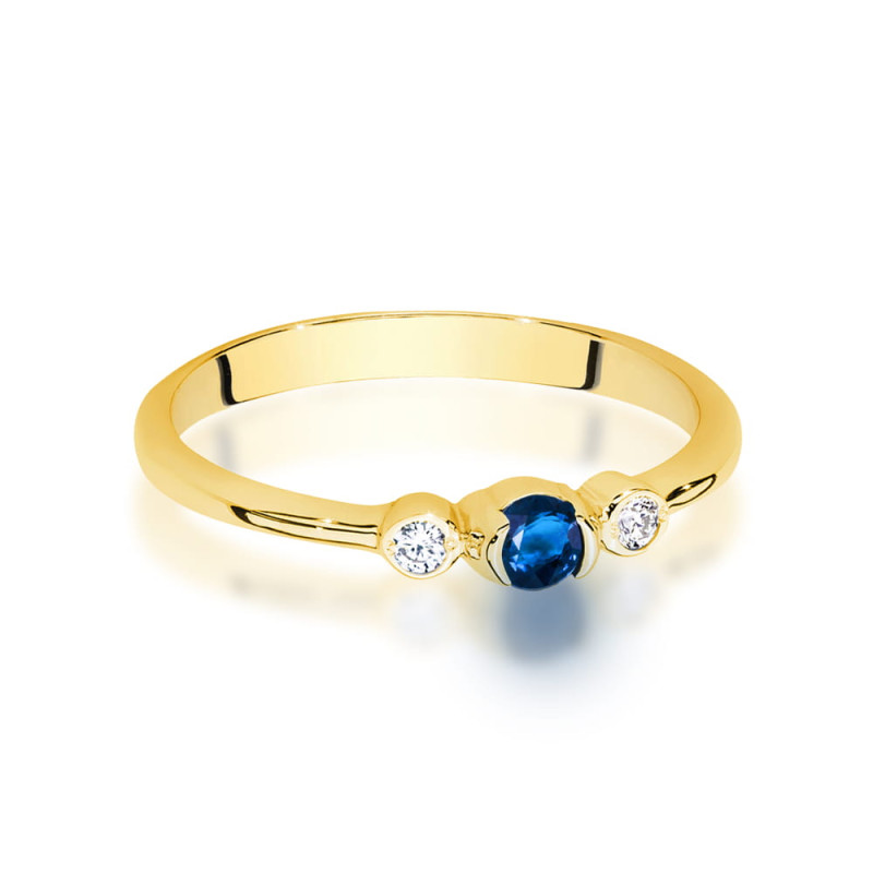"Pierścionek W0620 z żółtego złota z szafirem 0,15ct - ekskluzyw