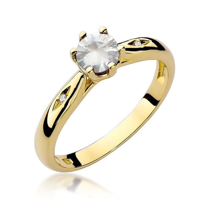 "Pierścionek W074 Biały Szafir 0,60ct Żółte Złoto - Daimana.pl 