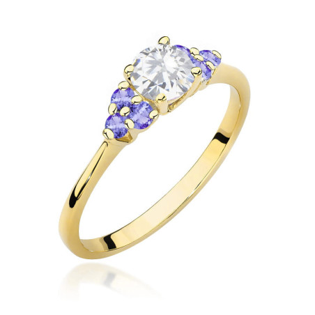 "Pierścionek W451 Biały Szafir 0,60ct Żółte Złoto - Daimana.pl 