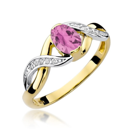 Pierścionek W028 Różowy Szafir 0,45ct | Żółte Złoto | Daimana.