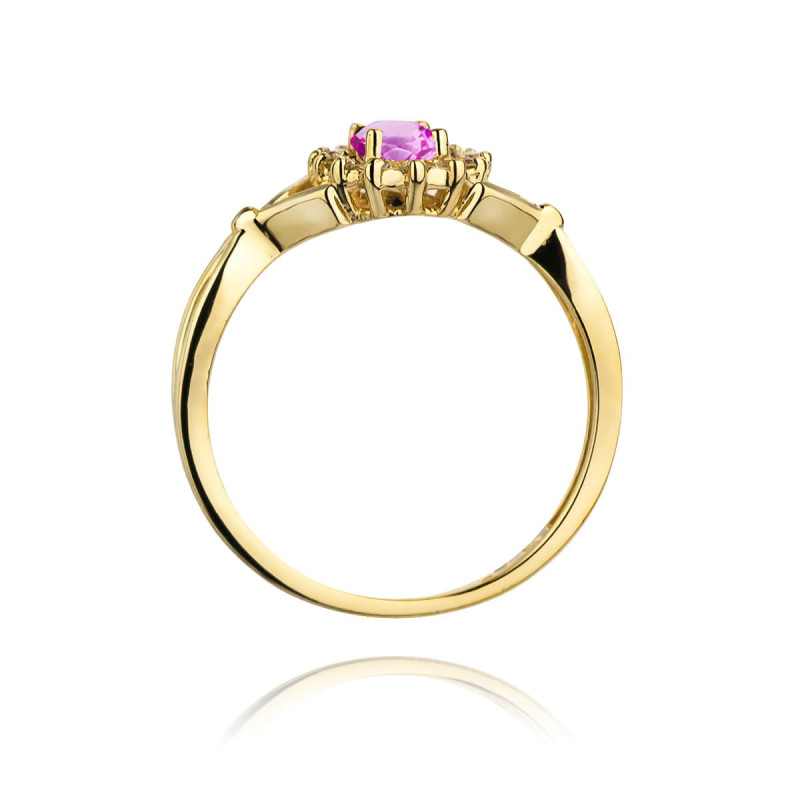 "Pierścionek W182 Różowy Szafir 0,45ct Żółte Złoto - Daimana.p