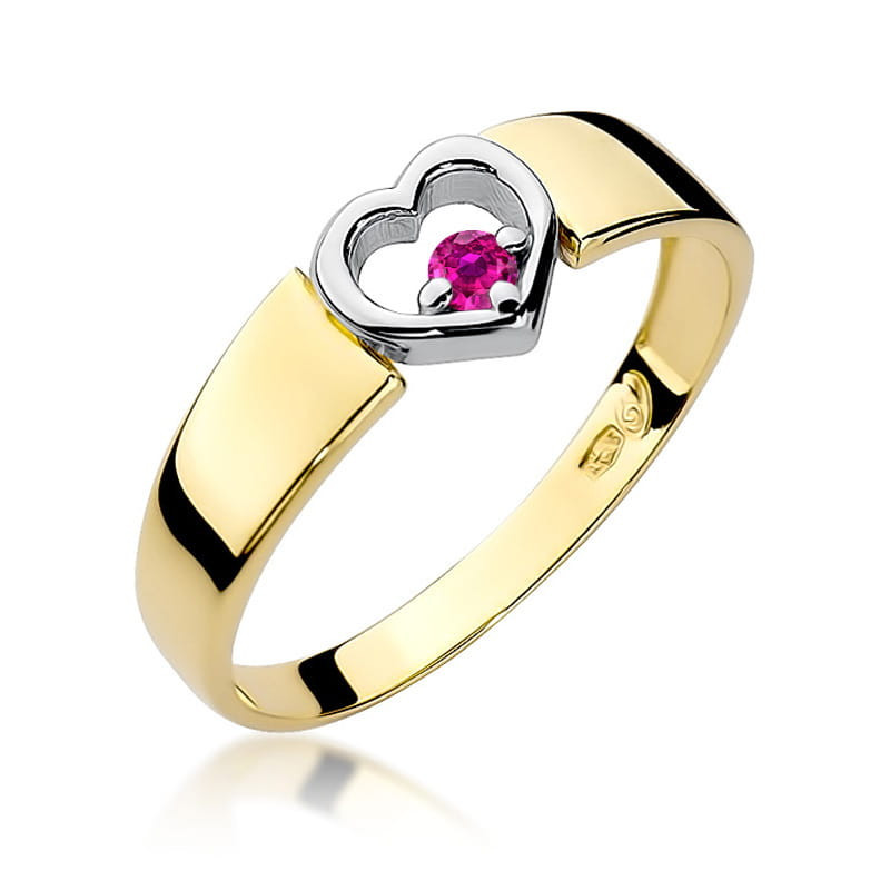 "Pierścionek W276 Różowy Szafir 0,04ct żółte złoto - Daimana.p