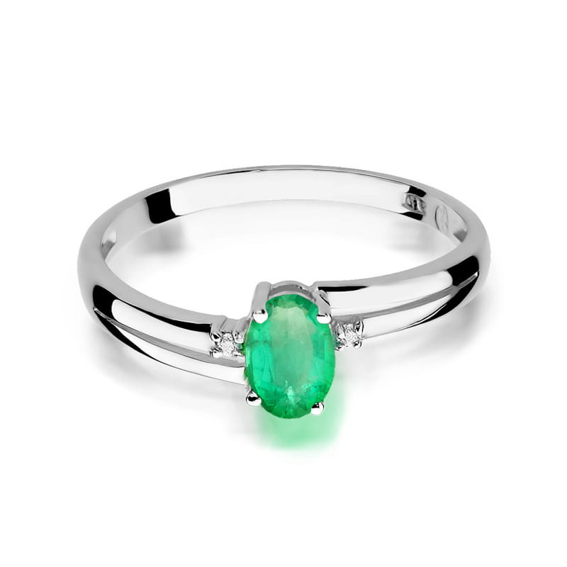 Pierścionek W068 Szmaragd 0,40ct białe złoto