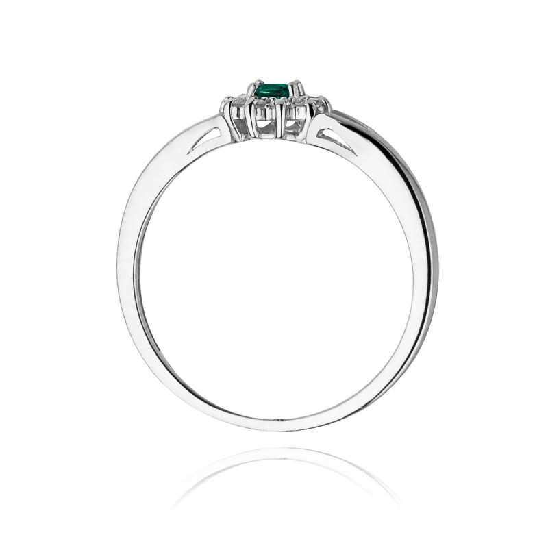 Pierścionek W185 Szmaragd 0,15ct białe złoto