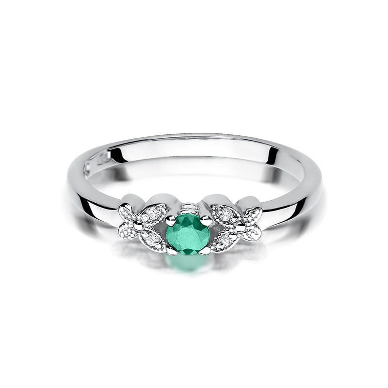 Pierścionek W414 Szmaragd 0,15ct białe złoto