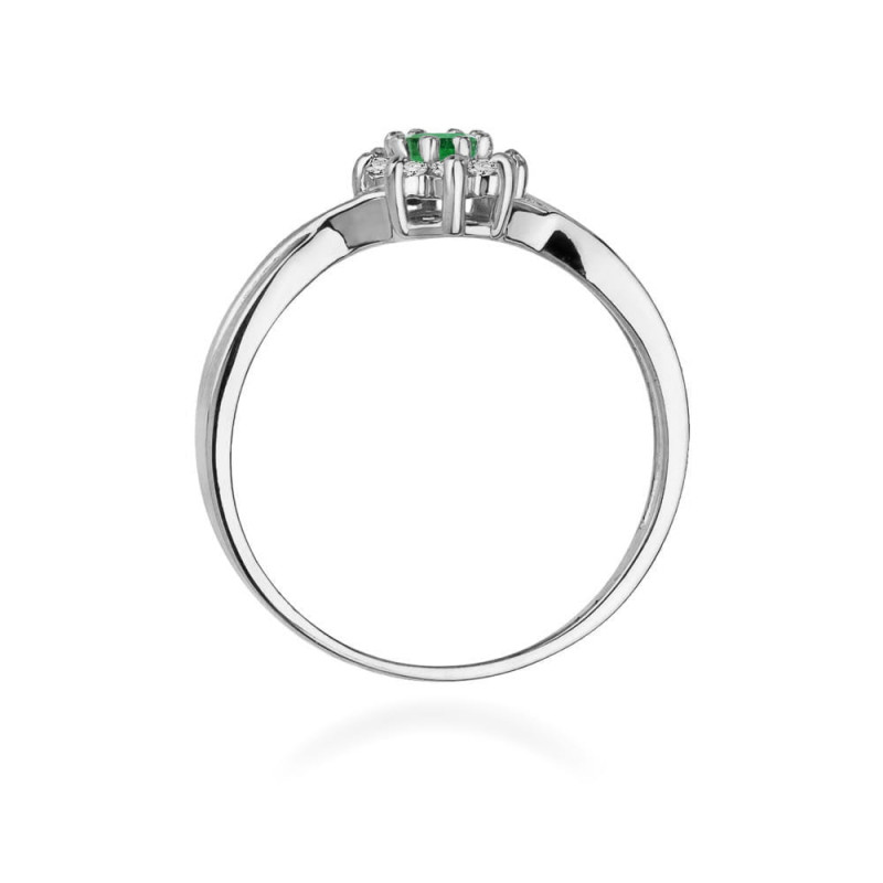 Pierścionek W072 Szmaragd 0,15ct białe złoto