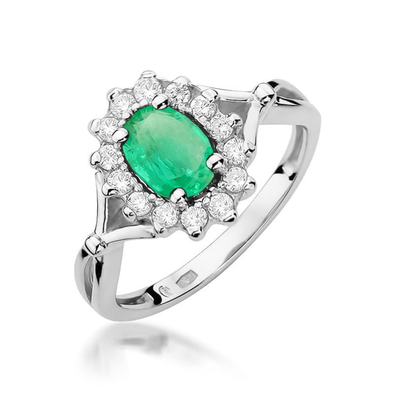 Pierścionek W182 Szmaragd 0,80ct białe złoto