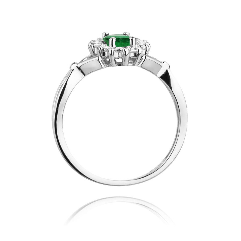 Pierścionek W182 Szmaragd 0,80ct białe złoto