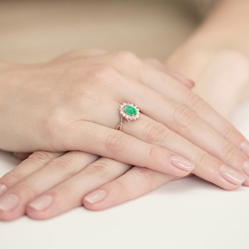 Pierścionek W182 Szmaragd 0,80ct różowe złoto