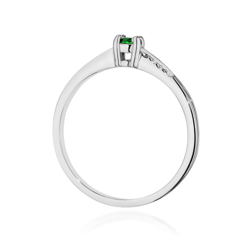 Pierścionek W0258 Szmaragd 0,15ct białe złoto