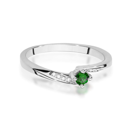 Pierścionek W0262 Szmaragd 0,15ct białe złoto
