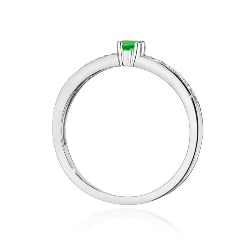 Pierścionek W0288 Szmaragd 0,15ct białe złoto
