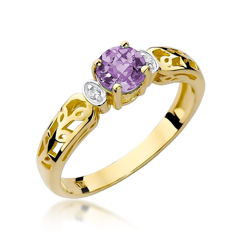 "Pierścionek W014 Ametyst 0,50ct | Żółte złoto | Daimana.pl - Na