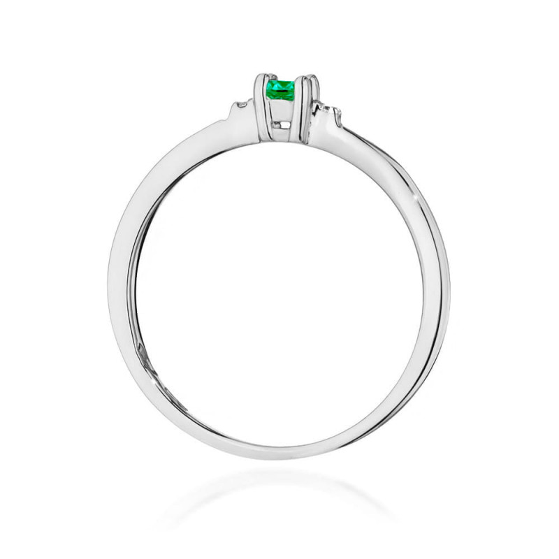Pierścionek W0464 Szmaragd 0,15ct białe złoto